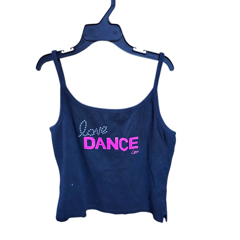 Kavio Girls Black Spaghetti Strap Top Love Dance